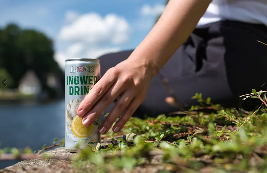 Ingwer-Drink von IBONS als Produktaufnahme