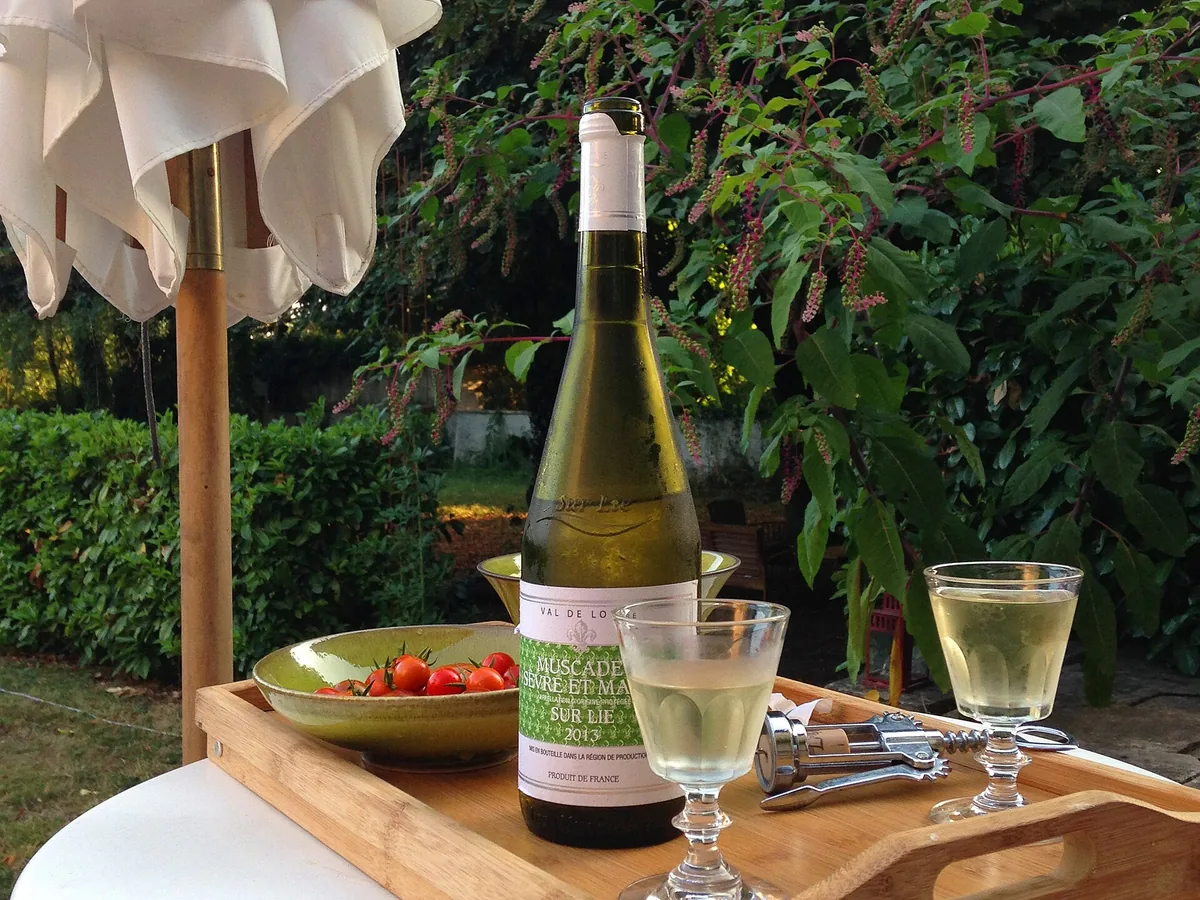 Weißwein in Gläsern auf einem Tisch
