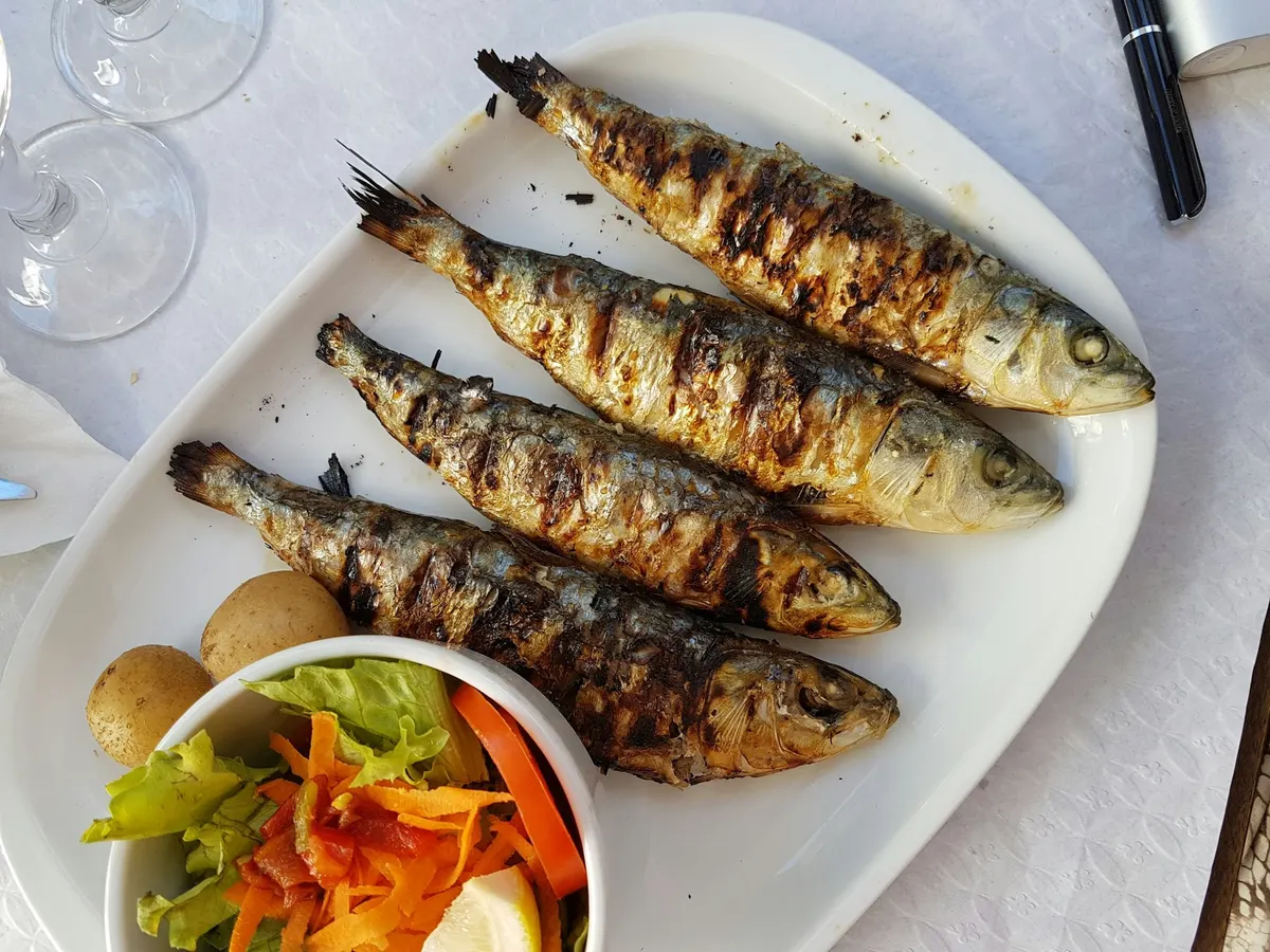 Gegrillter Fisch mit Gemüsesalat